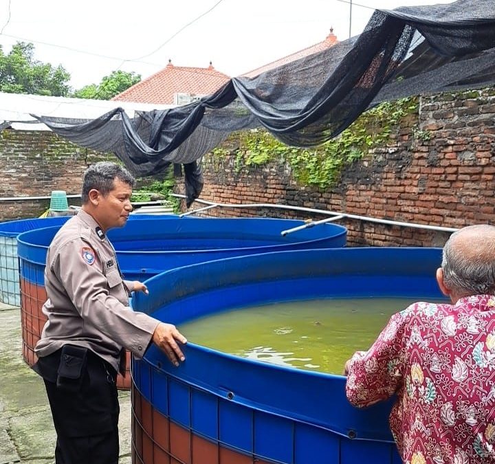 Dukung Ketahanan Pangan, Bhabinkamtibmas Laweyan Sambangi Pembudidaya Lele Wilayah Binaan