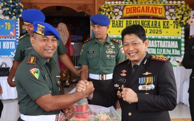Kunjungi Polresta Surakarta, Denpom IV/ 4 Ska Berikan Kejutan Tumpeng Hari Bhayangkara Ke -79