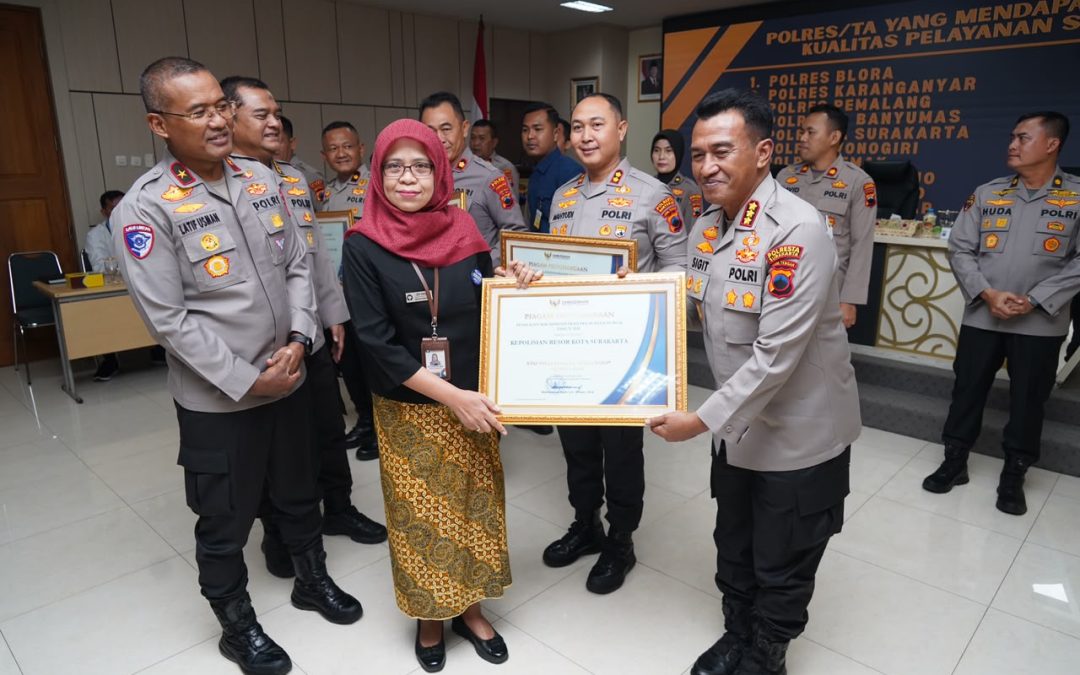 Polresta Surakarta Raih Predikat Kualitas Pelayanan Sangat Baik dari Ombudsman RI